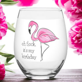 Vaso De Vino Flamingo rosado Oh Flock es mi perrito de cumpleañ