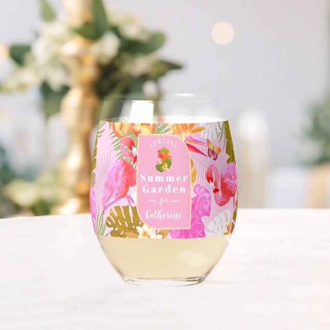 Vaso De Vino Flamingo Tropical Garden Pink (Insitu (Boda))