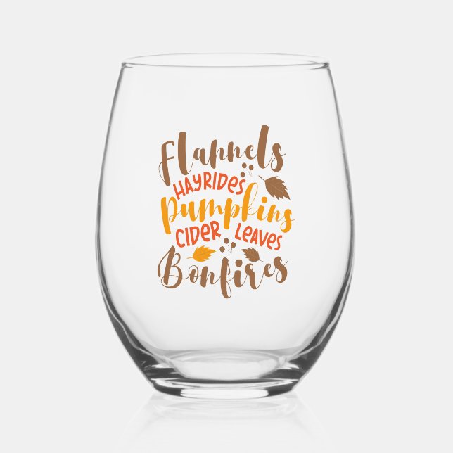Vaso De Vino Flandes Hay Rides Pumpkins Cider Sale Fuegos (Anverso)