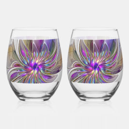 Vaso De Vino Flor de arte fractal enérgica y colorida