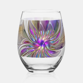 Vaso De Vino Flor de arte fractal enérgica y colorida