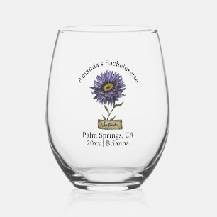 Vaso De Vino Flor de cumpleaños de soltera Septiembre Aster