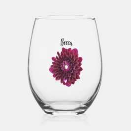 Vaso De Vino Flor de Dahlia púrpura profunda personalizada