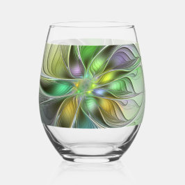Vaso De Vino Flor de fantasía colorida Resumen moderno Fractal