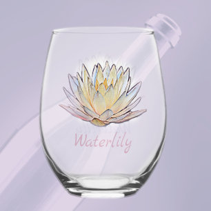 Vaso De Vino Flor de Nenúfar de Loto Pastel Floral