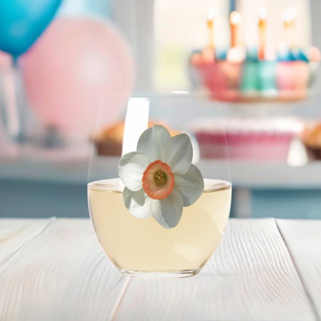 Vaso De Vino Flor de primavera rosada de Daffodil (Insitu (Baby Shower))