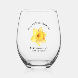 Vaso De Vino Flor del Mes de Cumpleaños de Soltera Marzo Narcis