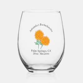 Vaso De Vino Flor del Mes de Cumpleaños de Soltera Octubre Mari