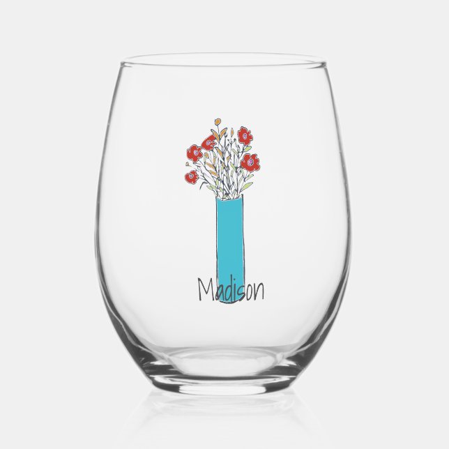 Vaso De Vino Flor rápida y divertida original (Anverso)