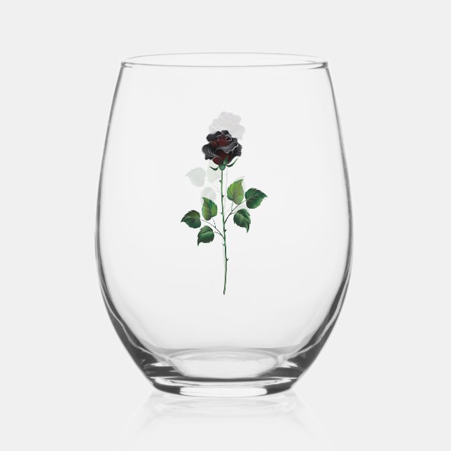 Vaso De Vino Flor rosa negra (Anverso)