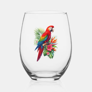 Vaso De Vino Flor tropical de macao rojo