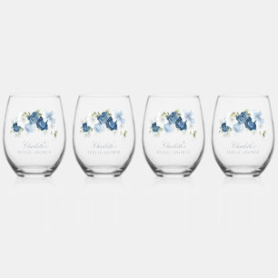 Vaso De Vino Floral acuarela Script ducha de novia