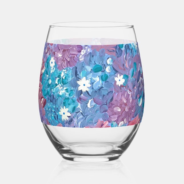 Vaso De Vino Floral azul brillante (Anverso)