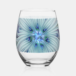 Vaso De Vino Floral Beauty Abstract Modern Blue Pastel Flower