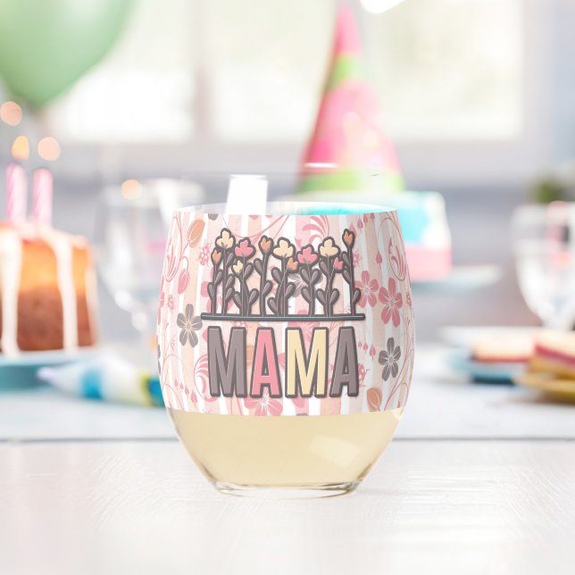 Vaso De Vino Floral Boho Mama (Insitu (Cumpleaños))