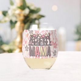 Vaso De Vino Floral Boho Mama