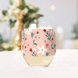 Vaso De Vino Floral Chic Elegante
