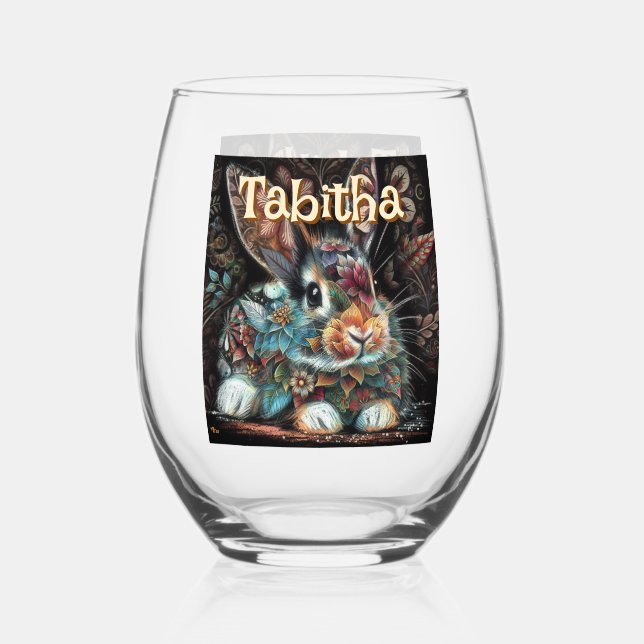 Vaso De Vino Floral de conejo de conejo chiflada caprichosa per (Anverso)