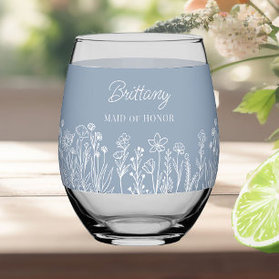 Vaso De Vino Floral de flores silvestres simple Cualquier fiest