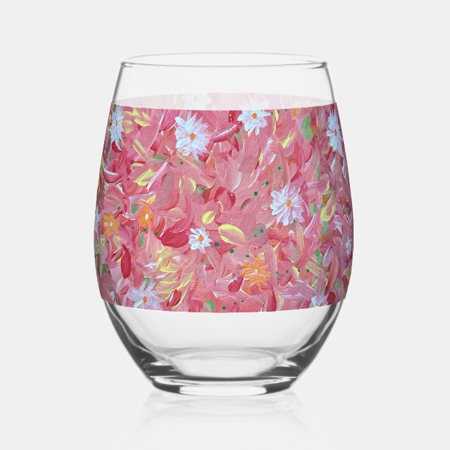 Vaso De Vino Floral de frambuesa roja (Anverso)