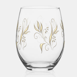 Vaso De Vino Floral de oro moderna