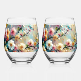 Vaso De Vino Floral elegante y vibrante - Florecer con audacia 