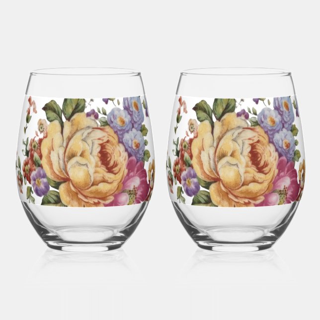 Vaso De Vino Floral Fantasy   (Anverso)