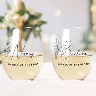 Vaso De Vino Floral madre personalizada del novio de la novia
