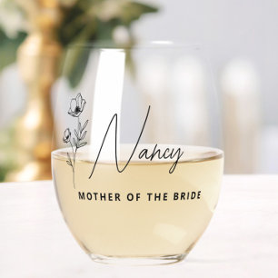 Vaso De Vino Floral madre personalizada del novio de la novia