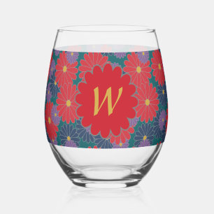 Vaso De Vino Floral Otoñal Salpicada