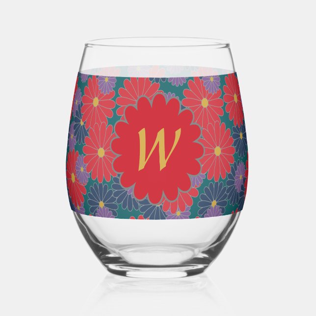 Vaso De Vino Floral Otoñal Salpicada (Anverso)