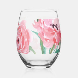 Vaso De Vino Floral rosa