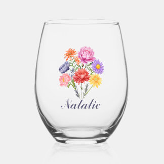 Vaso De Vino Floral Spring Drink Glass