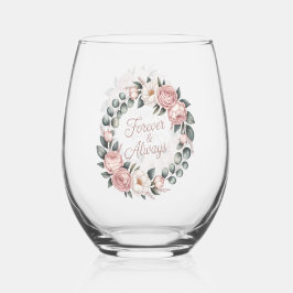 Vaso De Vino Floral Wreath “Forever & Always”