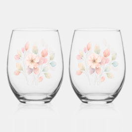 Vaso De Vino Florales Perfectos en Pastel