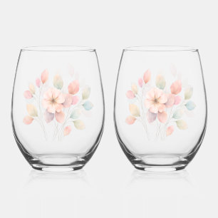Vaso De Vino Florales Perfectos en Pastel