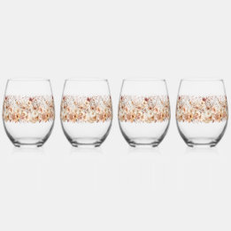 Vaso De Vino Florecimiento Floral de Otoño Cálido