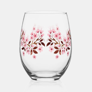 Vaso De Vino Flores de cerezo rosa