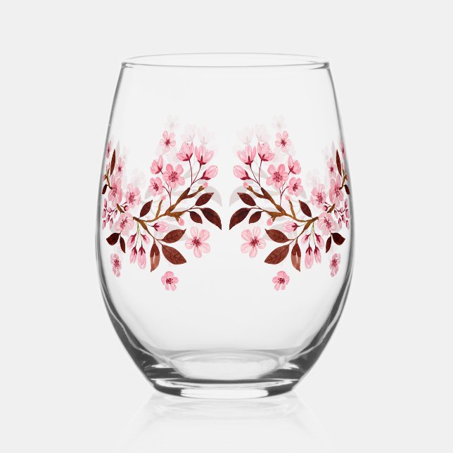Vaso De Vino Flores de cerezo rosa (Anverso)