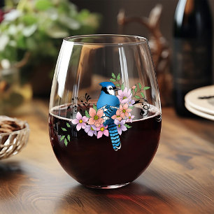 Vaso De Vino Flores de la Primavera de Jay Azul