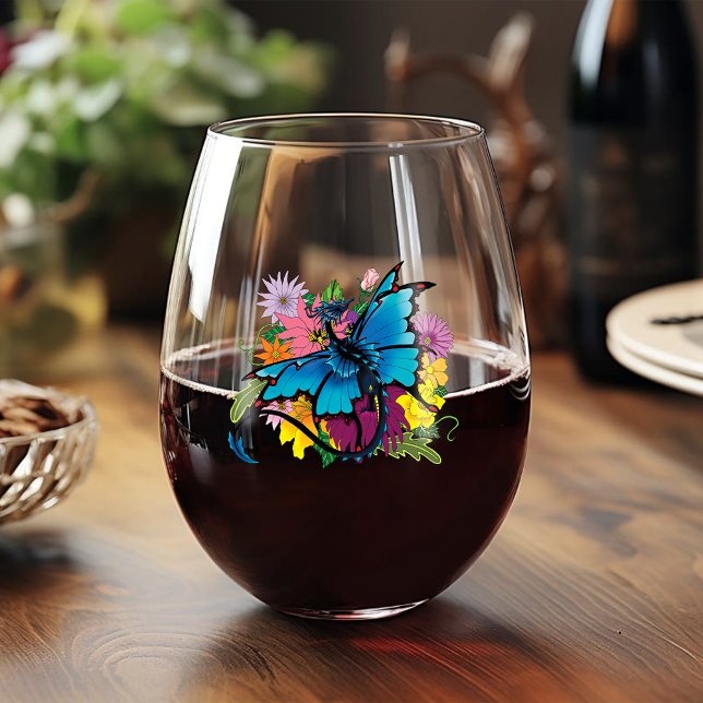Vaso De Vino Flores de mariposa azul Dragon (Subido por el creador)