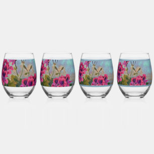 Vaso De Vino Flores florales/ rosas fondo silenciado