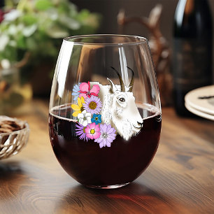 Vaso De Vino Flores silvestres Cabra blanca de montaña Naturale