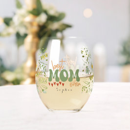 Vaso De Vino Flores silvestres personalizadas mejor mamá que nu