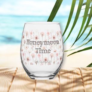 Vaso De Vino Flores silvestres rosadas simples "Hora de luna de