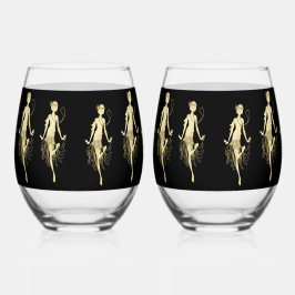 Vaso De Vino Fondo negro de los destellos retro