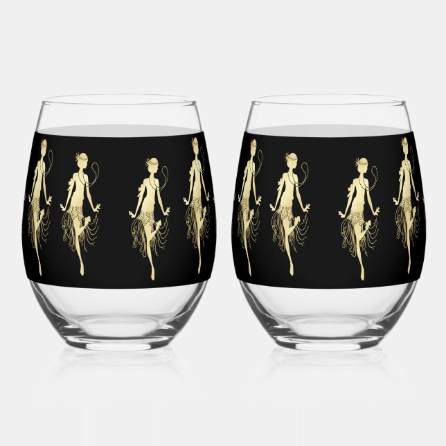 Vaso De Vino Fondo negro de los destellos retro (Derecha)