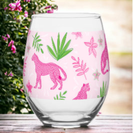 Vaso De Vino Fondo rosa chita preppy
