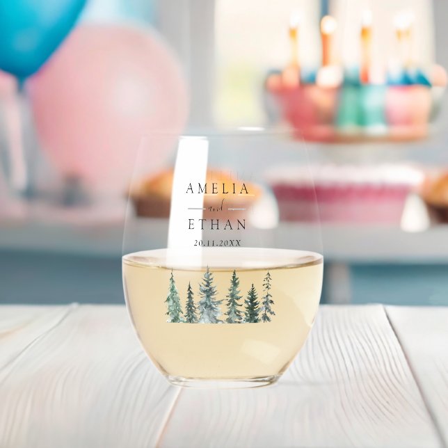 Vaso De Vino Forest Wintre Watercolor Wedding (Insitu (Baby Shower))
