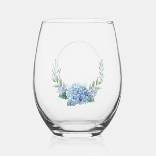 Vaso De Vino Foto de Boda floral azul y blanco